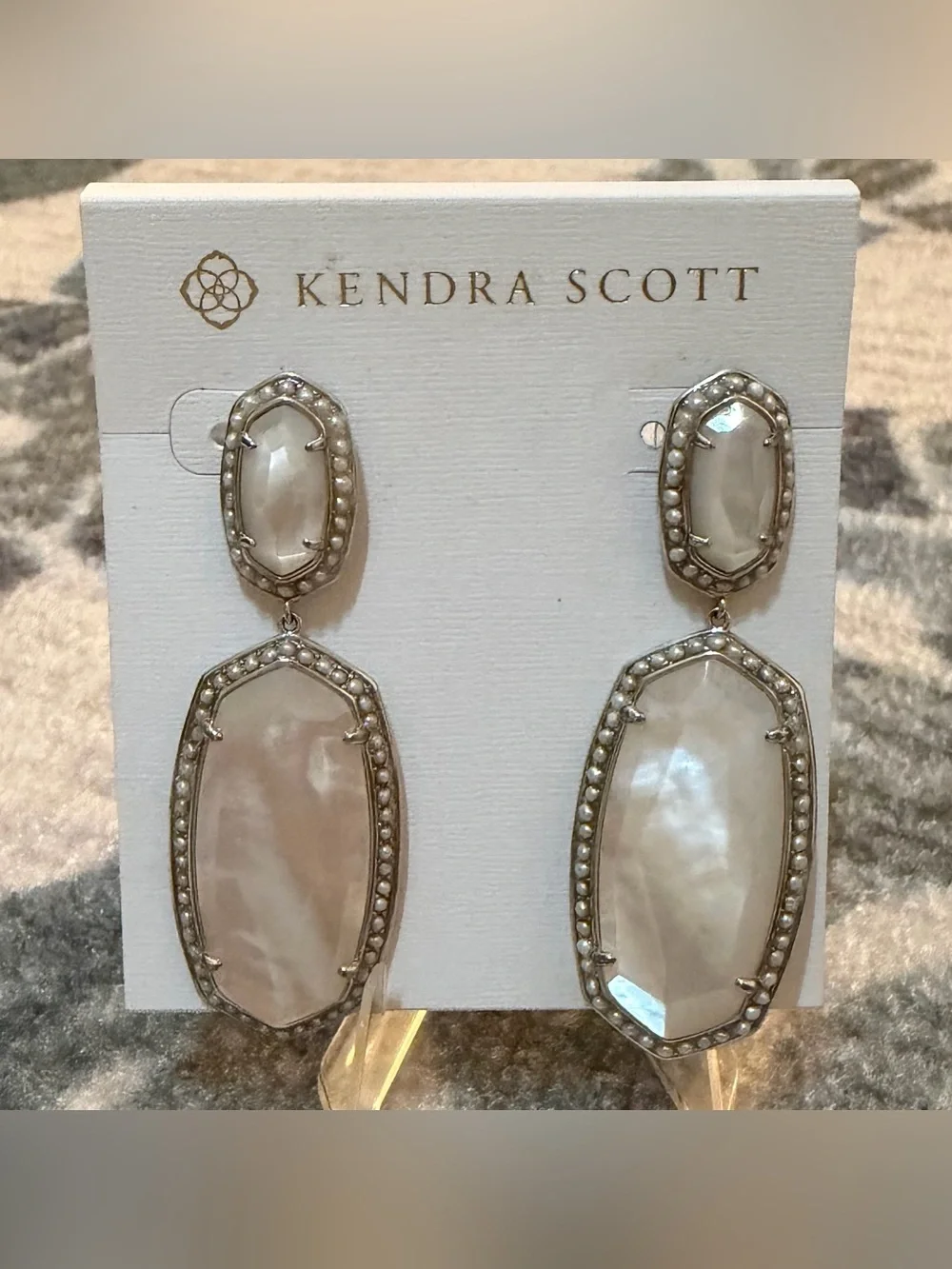 Kendra Scott Pearl Beaded Elle Statement Earrings in Ivory Mother of Pearl